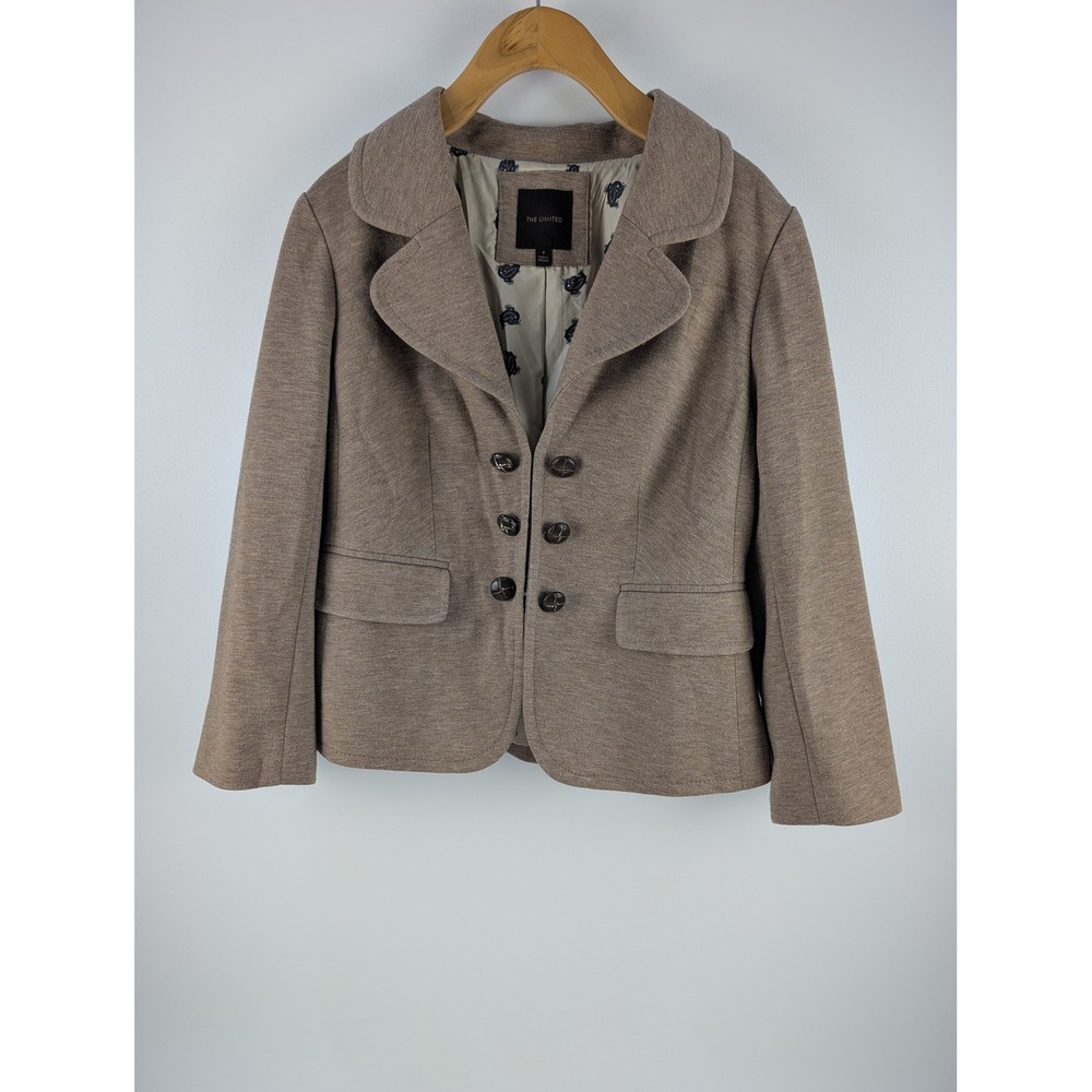 The Limited Tan Heathered Double Breasted Blazer Paisley Lining Small
